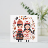 Skandinavisches Herzvalentine Feiertagskarte (Stehend Vorderseite)