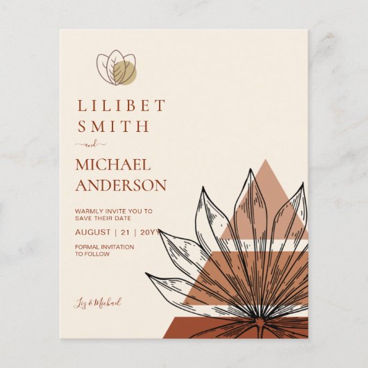 Skandinavisches Japandi Abstrakt Lines Rett Datum Flyer (Vorne)