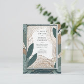 Skandinavisches Japandi Hochzeit Abstraktes Grün A Einladung (Stehend Vorderseite)