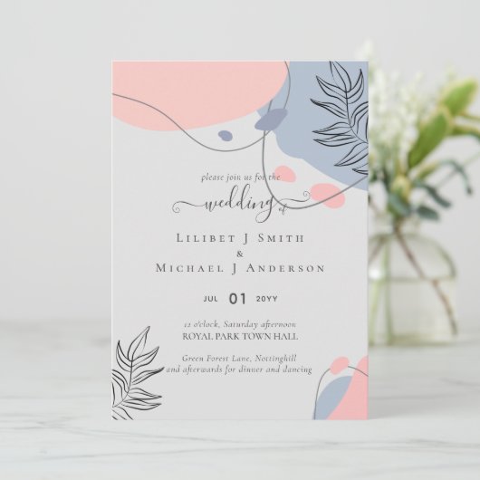 Skandinavisches Japandi Moderne Abstrakte Hochzeit (Stehend Vorderseite)