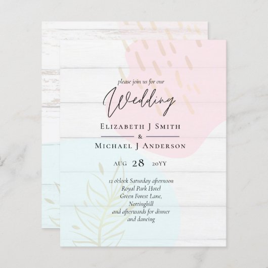 Skandinavisches Japandi Moderne Abstrakte Hochzeit (Vorne/Hinten)