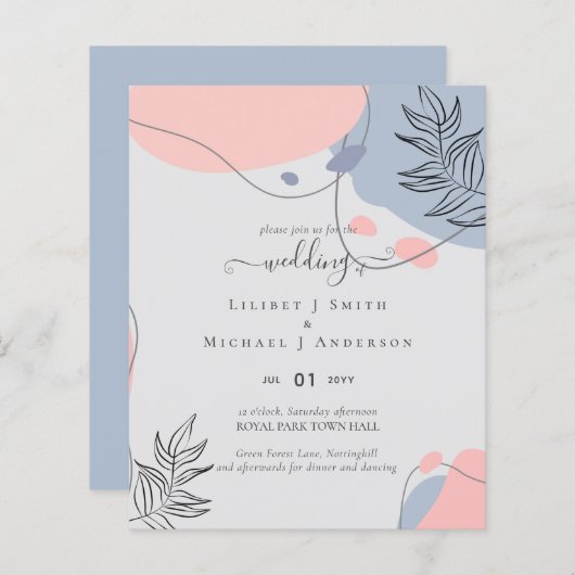 Skandinavisches Japandi Moderne Abstrakte Hochzeit (Vorne/Hinten)