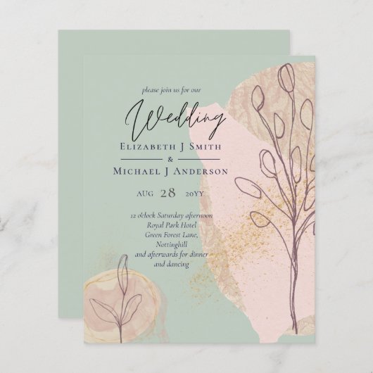 Skandinavisches Japandi Moderne Abstrakte Hochzeit (Vorne/Hinten)