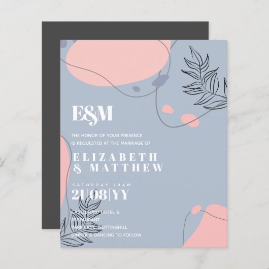 Skandinavisches Japandi Moderne Abstrakte Hochzeit (Vorne/Hinten)