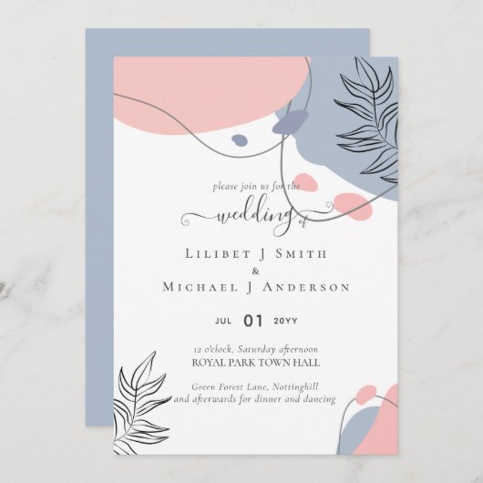 Skandinavisches Japandi Moderne Abstrakte Hochzeit (Vorne/Hinten)