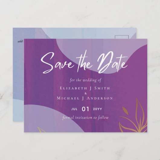 Skandinavisches Japandi Moderne Abstrakte Hochzeit Postkarte (Vorne/Hinten)