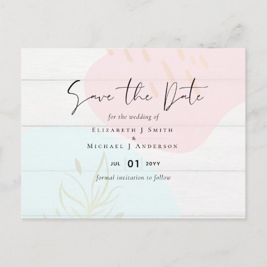 Skandinavisches Japandi Moderne Abstrakte Hochzeit Postkarte (Vorderseite)