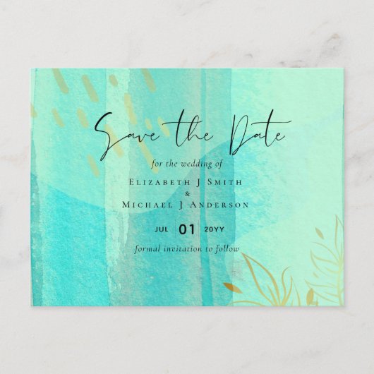 Skandinavisches Japandi Moderne Abstrakte Hochzeit Postkarte (Vorderseite)