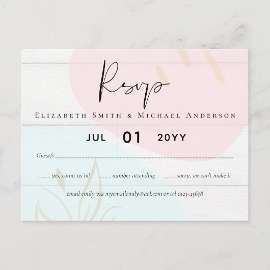 Skandinavisches Japandi Moderne Abstrakte Hochzeit Postkarte (Vorderseite)