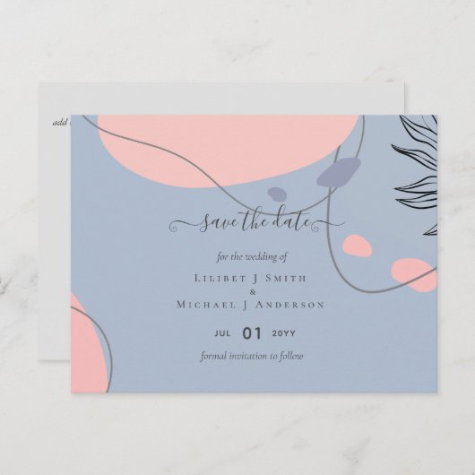 Skandinavisches Japandi Moderne Abstrakte Hochzeit Postkarte (Vorne/Hinten)