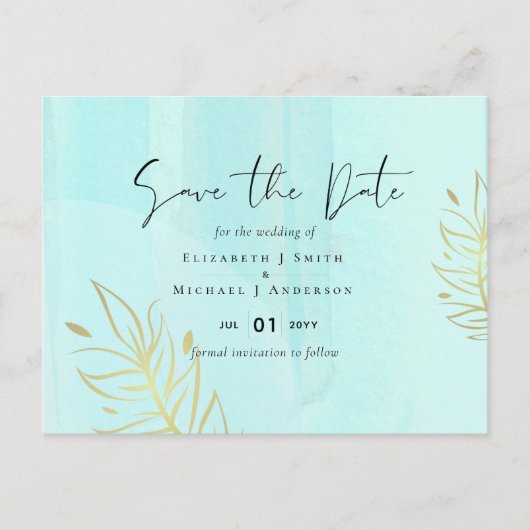 Skandinavisches Japandi Moderne Abstrakte Hochzeit Postkarte (Vorderseite)