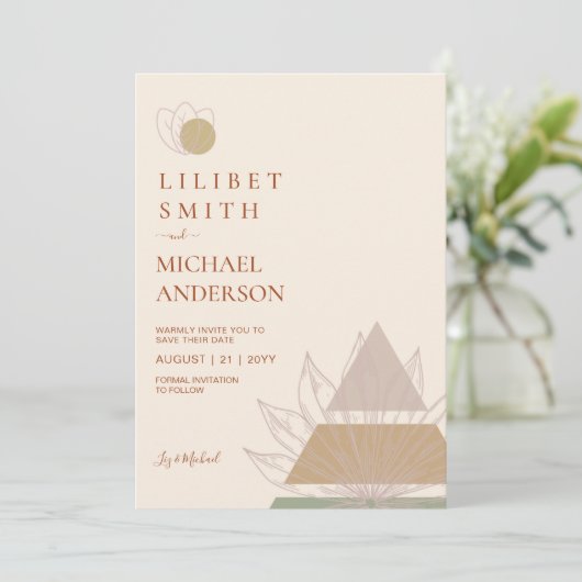 Skandinavisches Japandi Moderne Abstrakte Rett Dat Einladung (Stehend Vorderseite)