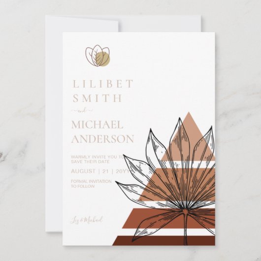 Skandinavisches Japandi Moderne Abstrakte Rett Dat Einladung (Vorderseite)