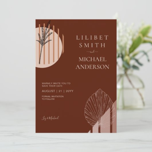 Skandinavisches Japandi Moderne Abstrakte Rett Dat Einladung (Stehend Vorderseite)