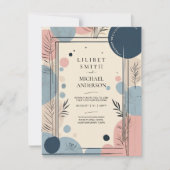 Skandinavisches japandi Wedding Theme Blush Blue Einladung (Vorderseite)