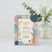 Skandinavisches japandi Wedding Theme Blush Blue Einladung (Stehend Vorderseite)