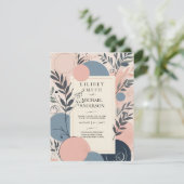 Skandinavisches japandi Wedding Theme Blush Blue Einladung (Stehend Vorderseite)