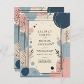 Skandinavisches japandi Wedding Theme Blush Blue Einladung (Vorne/Hinten)