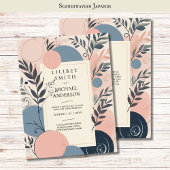 Skandinavisches japandi Wedding Theme Blush Blue Einladung