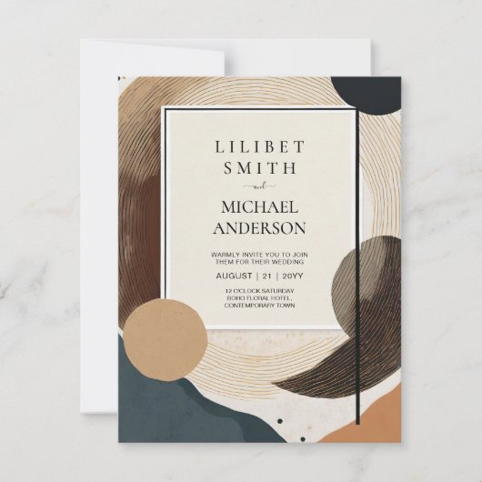 Skandinavisches Japandi Wedding Theme Earth Tones Einladung (Vorderseite)