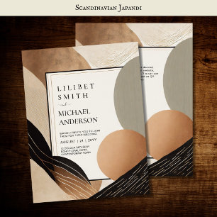 Skandinavisches Japandi Wedding Theme Earth Tones Einladung