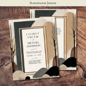 Skandinavisches Japandi Wedding Theme Earth Tones Einladung
