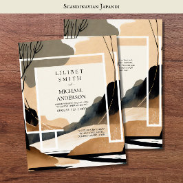 Skandinavisches Japandi Wedding Theme Earth Tones Einladung