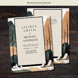 Skandinavisches Japandi Wedding Theme Earth Tones Einladung