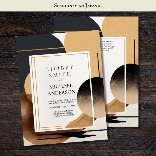 Skandinavisches Japandi Wedding Theme Earth Tones Einladung