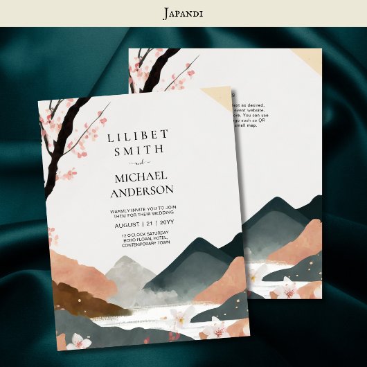 Skandinavisches Japandi Wedding Theme Earth Tones Einladung