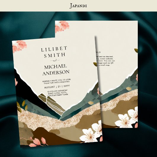 Skandinavisches Japandi Wedding Theme Earth Tones Einladung