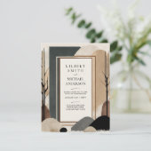 Skandinavisches Japandi Wedding Theme Earth Tones Einladung (Stehend Vorderseite)