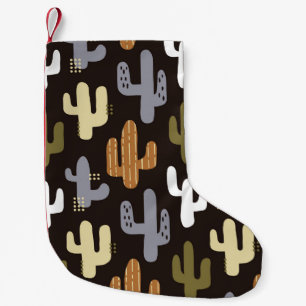 Skandinavisches Kakteen, Vintager nahtloser Hinter Kleiner Weihnachtsstrumpf