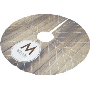 Skandinavisches Leichtholz und weiße, dünne Pfeile Polyester Weihnachtsbaumdecke