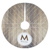 Skandinavisches Leichtholz und weiße, dünne Pfeile Polyester Weihnachtsbaumdecke (Vorderseite)