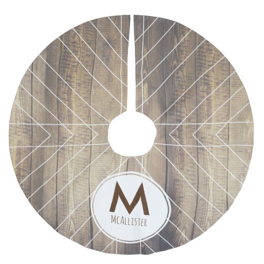 Skandinavisches Leichtholz und weiße, dünne Pfeile Polyester Weihnachtsbaumdecke (Vorderseite)