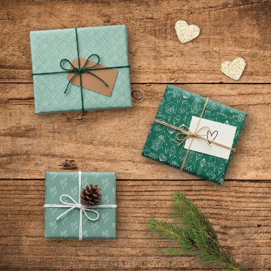 Skandinavisches Minimalfolkmuster Geschenkpapier Set