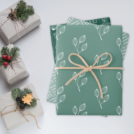 Skandinavisches Minimalfolkmuster Geschenkpapier Set