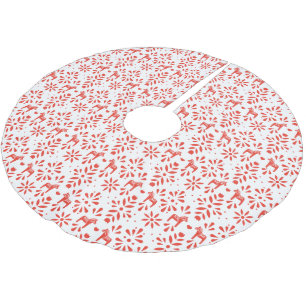 Skandinavisches Muster aus Rot und Weiß Dala Polyester Weihnachtsbaumdecke