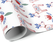 Skandinavisches Muster der Blumenrindeer Weihnacht Geschenkpapier (Rolleneckpunkt)