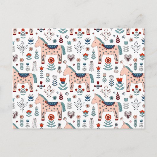 Skandinavisches Muster Feiertagspostkarte (Vorderseite)