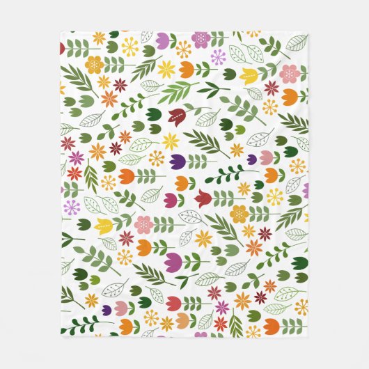 Skandinavisches Muster für Flora und Fauna Fleecedecke (Vorderseite)