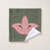 Skandinavisches Muster grün und rosa Badhandtuch Set (Waschlappen)