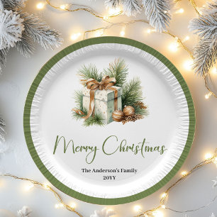 Skandinavisches neutrales Weihnachts-Personalisier Pappteller