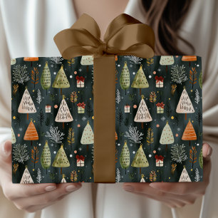 Skandinavisches nordisches Weihnachts-Kiefernmuste Geschenkpapier