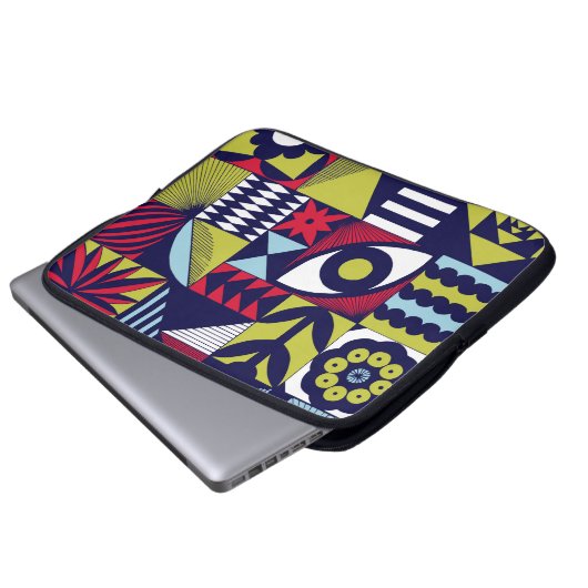 Skandinavisches oder Retrostil grafisches Muster. Laptopschutzhülle (Vorne Knopf)