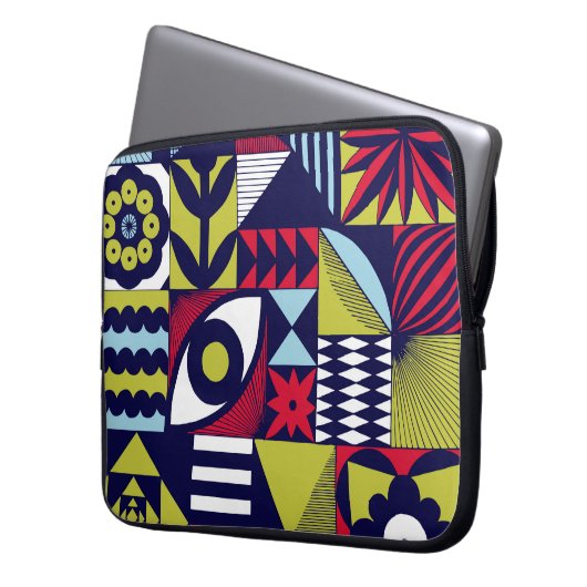 Skandinavisches oder Retrostil grafisches Muster.  Laptopschutzhülle (Vorderseite Links)