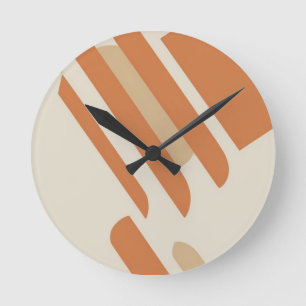 Skandinavisches Orange & Cream Geometric Runde Wanduhr
