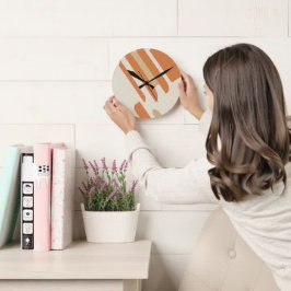 Skandinavisches Orange & Cream Geometric Runde Wanduhr