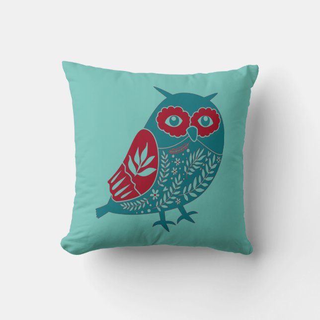 skandinavisches Owl Abstract Design Kissen (Vorderseite)